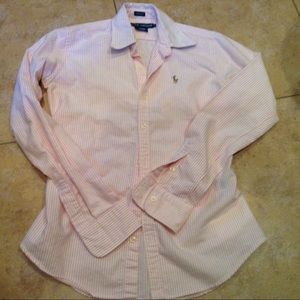Ralph Lauren pink white  stripe.